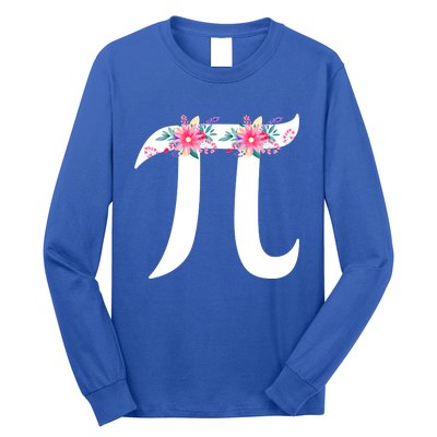 Floral Face Pi Symbol Happy Pi Day Math Geek 3 14 Cool Gift Long Sleeve Shirt