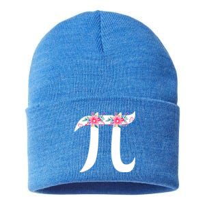 Floral Face Pi Symbol Happy Pi Day Math Geek 3 14 Cool Gift Sustainable Knit Beanie