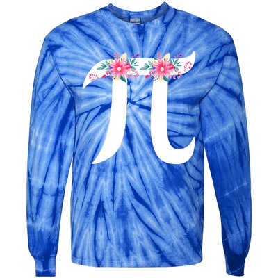 Floral Face Pi Symbol Happy Pi Day Math Geek 3 14 Cool Gift Tie-Dye Long Sleeve Shirt