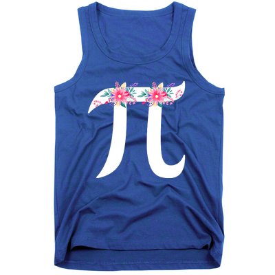 Floral Face Pi Symbol Happy Pi Day Math Geek 3 14 Cool Gift Tank Top