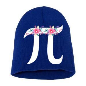 Floral Face Pi Symbol Happy Pi Day Math Geek 3 14 Cool Gift Short Acrylic Beanie