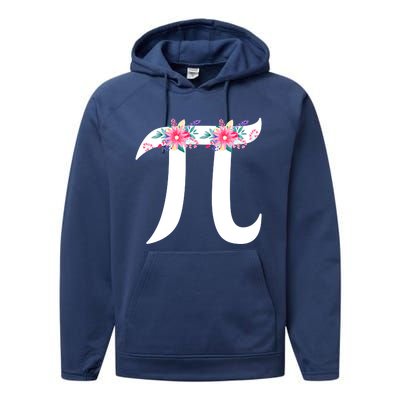 Floral Face Pi Symbol Happy Pi Day Math Geek 3 14 Cool Gift Performance Fleece Hoodie