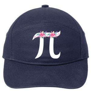 Floral Face Pi Symbol Happy Pi Day Math Geek 3 14 Cool Gift 7-Panel Snapback Hat