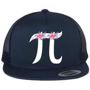 Floral Face Pi Symbol Happy Pi Day Math Geek 3 14 Cool Gift Flat Bill Trucker Hat