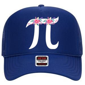 Floral Face Pi Symbol Happy Pi Day Math Geek 3 14 Cool Gift High Crown Mesh Back Trucker Hat