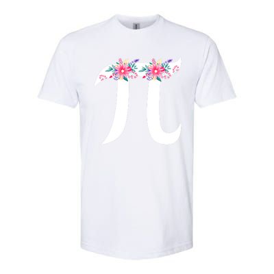 Floral Face Pi Symbol Happy Pi Day Math Geek 3 14 Cool Gift Softstyle CVC T-Shirt