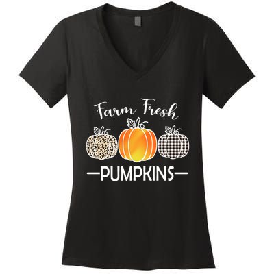 Farm Fresh Pumpkins Women's V-Neck T-Shirt