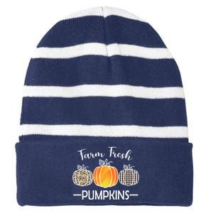 Farm Fresh Pumpkins Striped Beanie with Solid Band