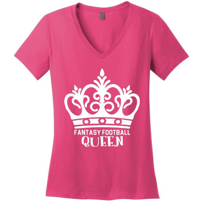 Fantasy Football Queen Women's V-Neck T-Shirt