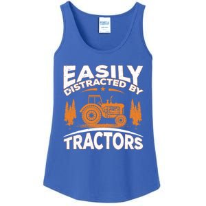 Funny Farming Quote Gift Easily Distracted By Tractors Funny Gift Ladies Essential Tank