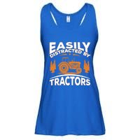 Funny Farming Quote Gift Easily Distracted By Tractors Funny Gift Ladies Essential Flowy Tank