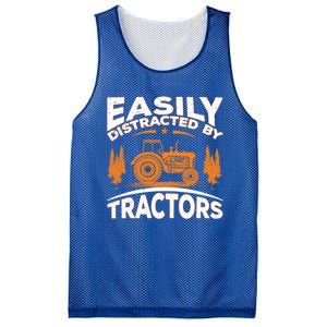 Funny Farming Quote Gift Easily Distracted By Tractors Funny Gift Mesh Reversible Basketball Jersey Tank