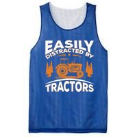 Funny Farming Quote Gift Easily Distracted By Tractors Funny Gift Mesh Reversible Basketball Jersey Tank