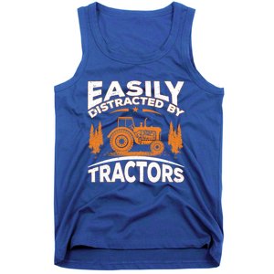 Funny Farming Quote Gift Easily Distracted By Tractors Funny Gift Tank Top