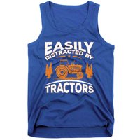 Funny Farming Quote Gift Easily Distracted By Tractors Funny Gift Tank Top