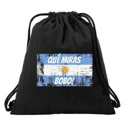 Football Fan Que miras bobo Bandera Argentina Flag Drawstring Bag