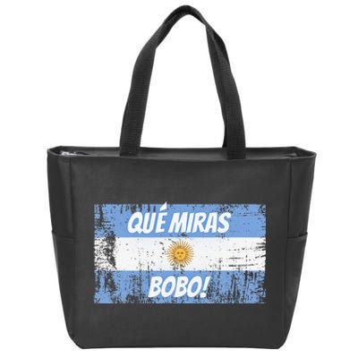 Football Fan Que miras bobo Bandera Argentina Flag Zip Tote Bag