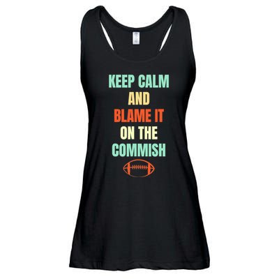 Fantasy Football Quote Keep Calm And Blame The Commissioner Ladies Essential Flowy Tank