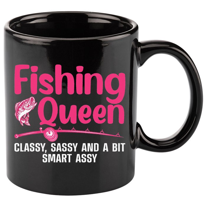 Funny Fishing Queen Design For  Ladies 11oz C Handle Ceramic Mug