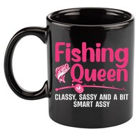Funny Fishing Queen Design For  Ladies 11oz C Handle Ceramic Mug