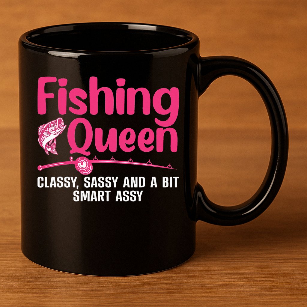 Funny Fishing Queen Design For  Ladies 11oz C Handle Ceramic Mug