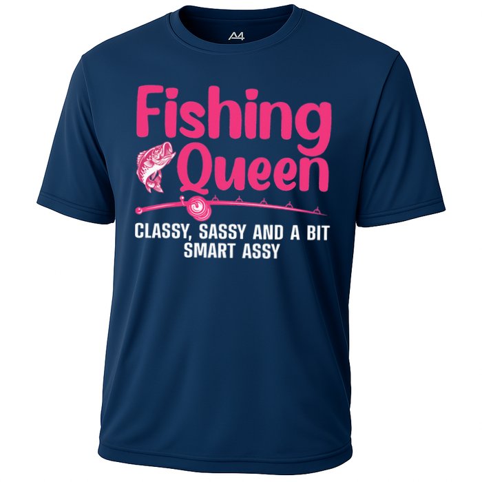 Funny Fishing Queen Design For  Ladies Cooling Performance Crew T-Shirt