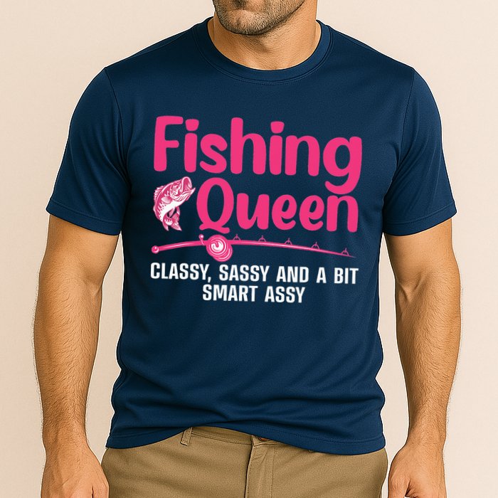 Funny Fishing Queen Design For  Ladies Cooling Performance Crew T-Shirt