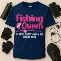 Funny Fishing Queen Design For  Ladies Cooling Performance Crew T-Shirt