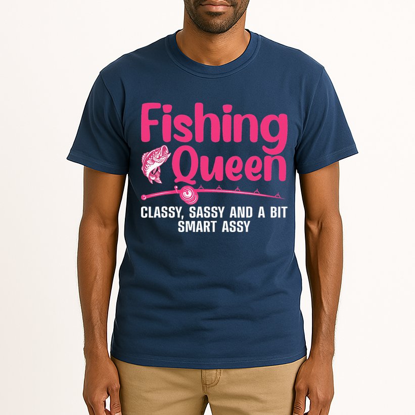 Funny Fishing Queen Design For  Ladies Tall T-Shirt