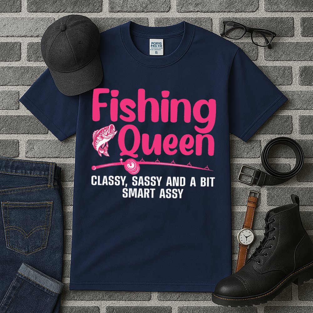 Funny Fishing Queen Design For  Ladies Tall T-Shirt