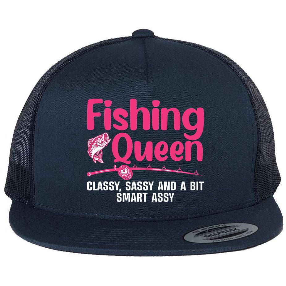 Funny Fishing Queen Design For  Ladies Flat Bill Trucker Hat