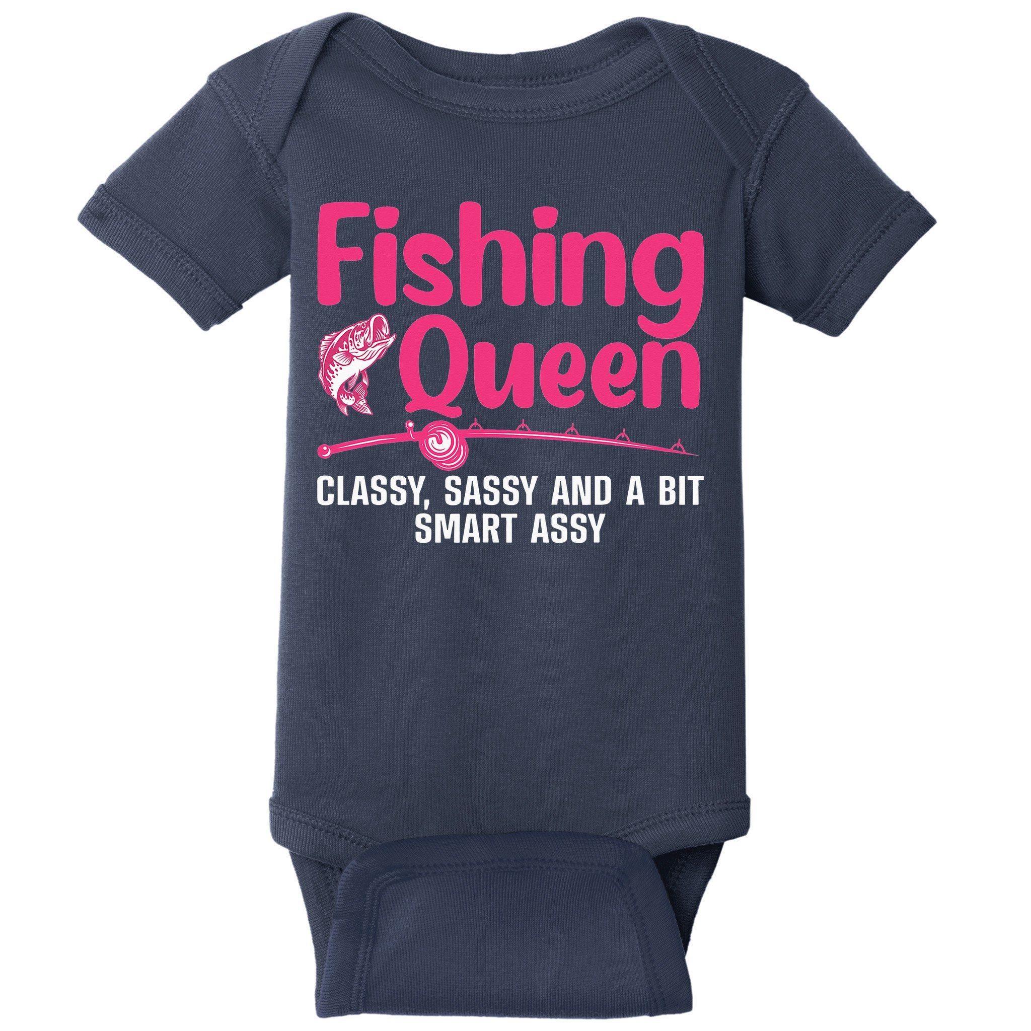 Funny Fishing Queen Design For  Ladies Baby Bodysuit