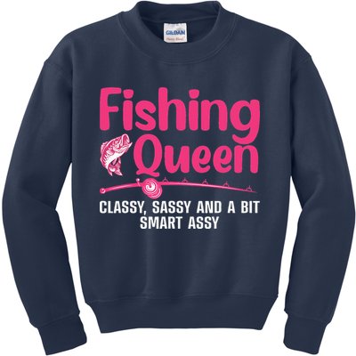 Funny Fishing Queen Design For  Ladies Kids Sweatshirt