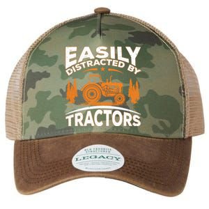 Funny Farming Quote Gift Easily Distracted By Tractors Gift Legacy Tie Dye Trucker Hat