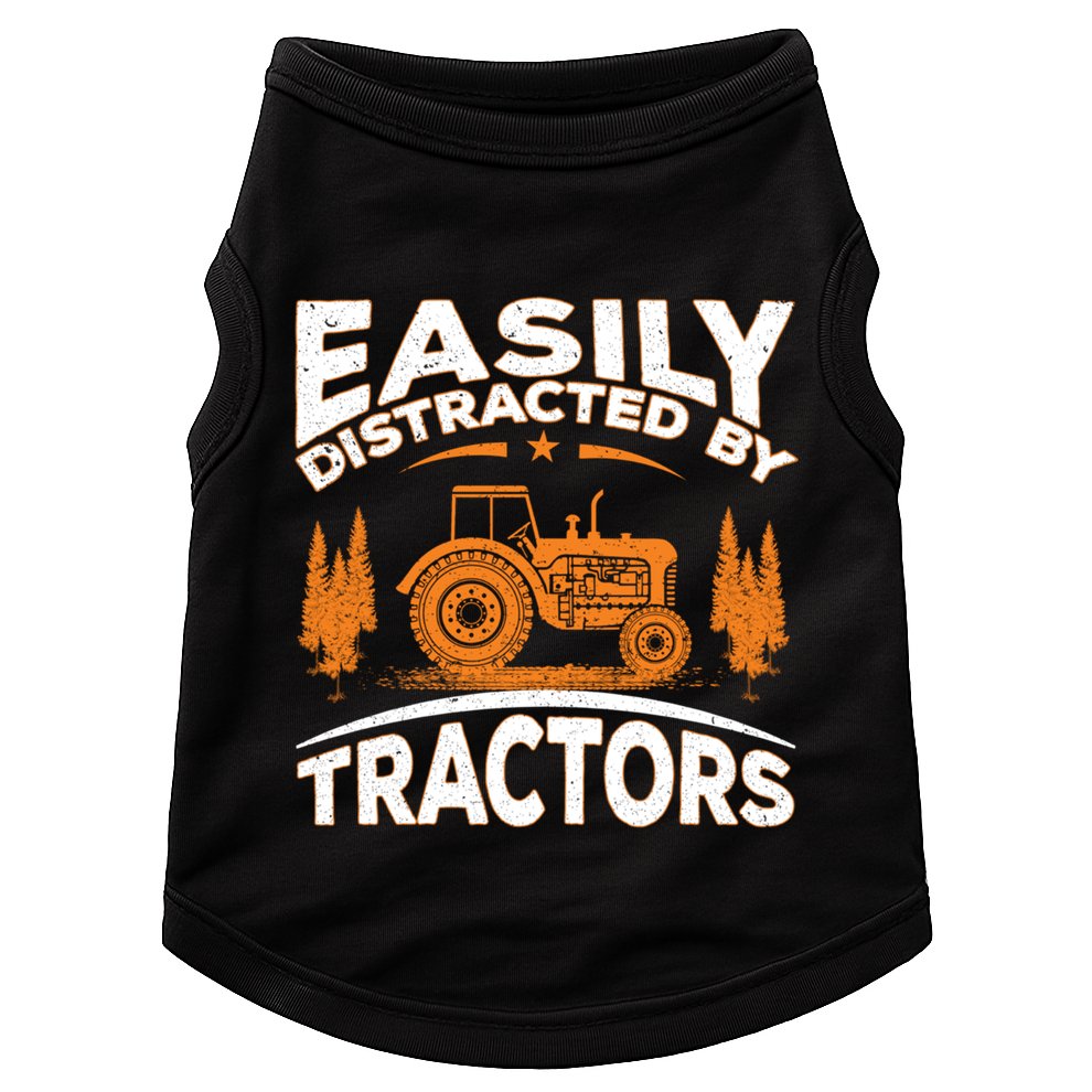 Funny Farming Quote Gift Easily Distracted By Tractors Gift Doggie Tank