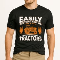 Funny Farming Quote Gift Easily Distracted By Tractors Gift Cooling Performance Crew T-Shirt