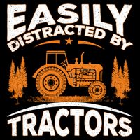 Funny Farming Quote Gift Easily Distracted By Tractors Gift Cooling Performance Crew T-Shirt