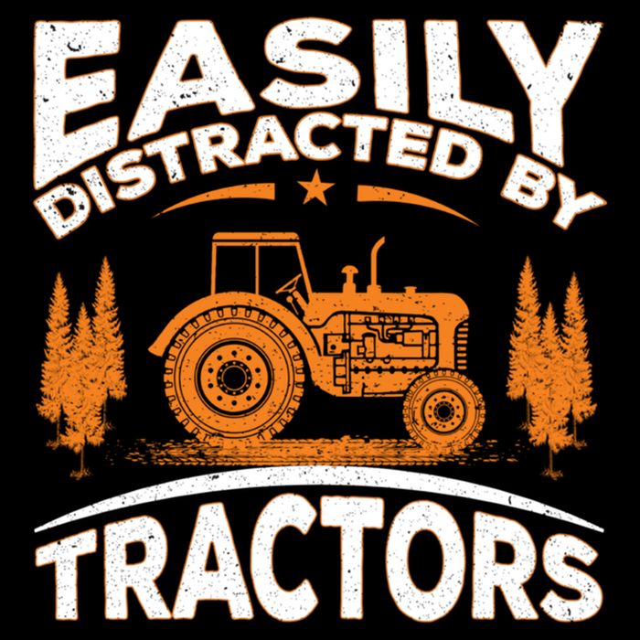 Funny Farming Quote Gift Easily Distracted By Tractors Gift Cooling Performance Crew T-Shirt