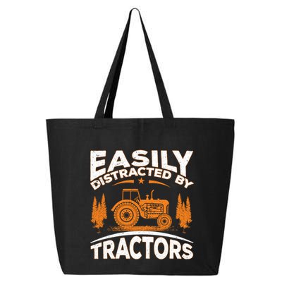 Funny Farming Quote Gift Easily Distracted By Tractors Gift 25L Jumbo Tote