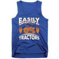 Funny Farming Quote Gift Easily Distracted By Tractors Gift Tank Top