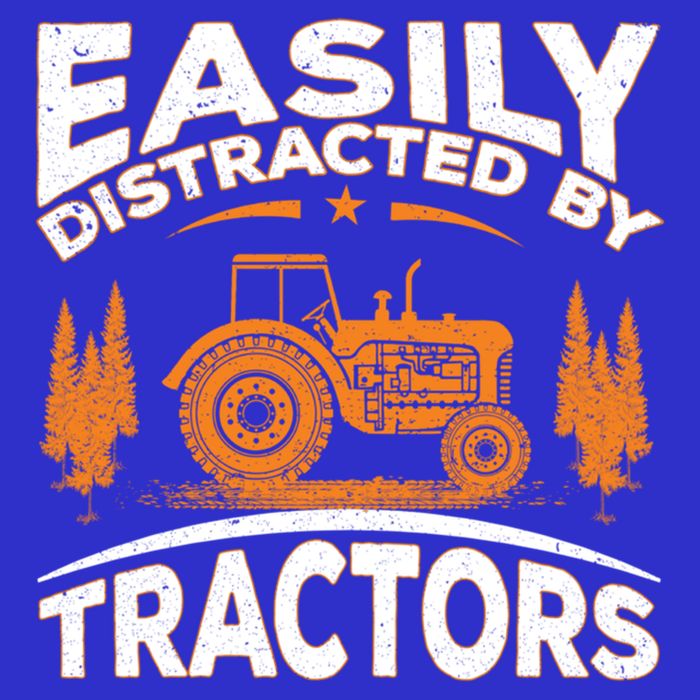 Funny Farming Quote Gift Easily Distracted By Tractors Gift Womens T-Shirt