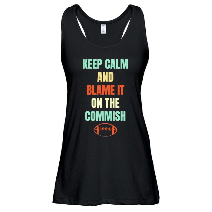 Fantasy Football Quote Keep Calm And Blame The Commissioner Ladies Essential Flowy Tank