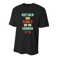 Fantasy Football Quote Keep Calm And Blame The Commissioner Youth Performance Sprint T-Shirt