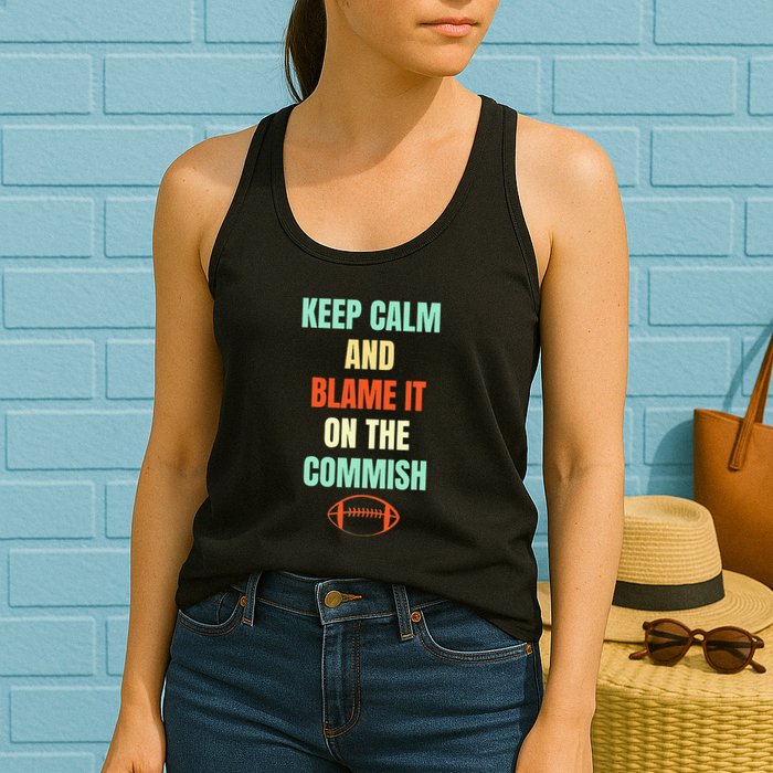 Fantasy Football Quote Keep Calm And Blame The Commissioner Womens Tank Top