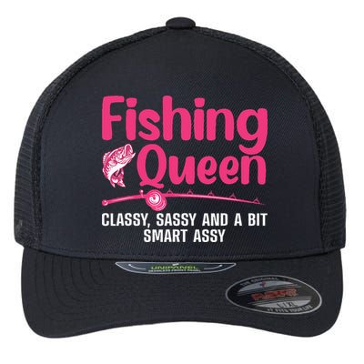 Funny Fishing Queen Design For Women Ladies Fishing Lovers Flexfit Unipanel Trucker Cap