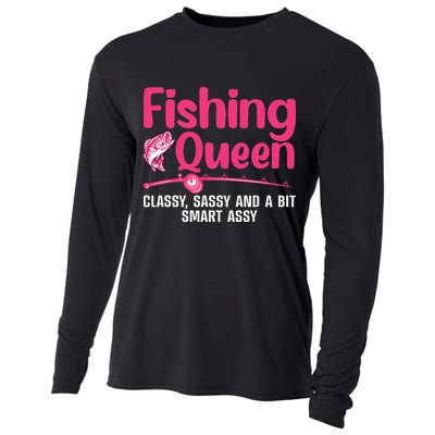 Funny Fishing Queen Design For Women Ladies Fishing Lovers Cooling Performance Long Sleeve Crew