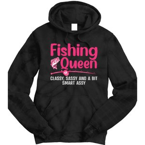 Funny Fishing Queen Design For Women Ladies Fishing Lovers Tie Dye Hoodie