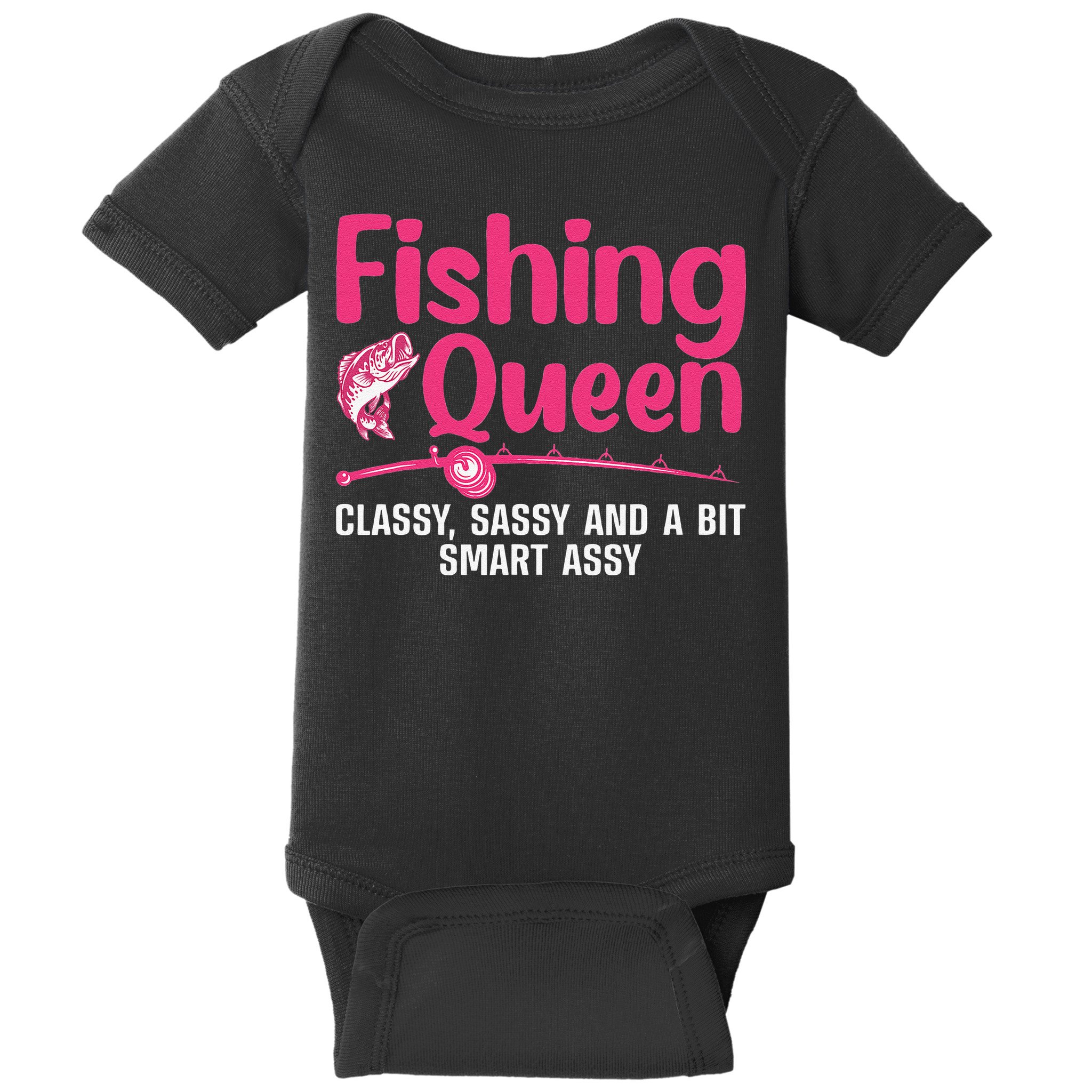 Funny Fishing Queen Design For Ladies Fishing Lovers Baby Bodysuit