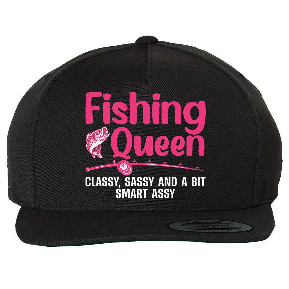 Funny Fishing Queen Design For Ladies Fishing Lovers Wool Snapback Cap