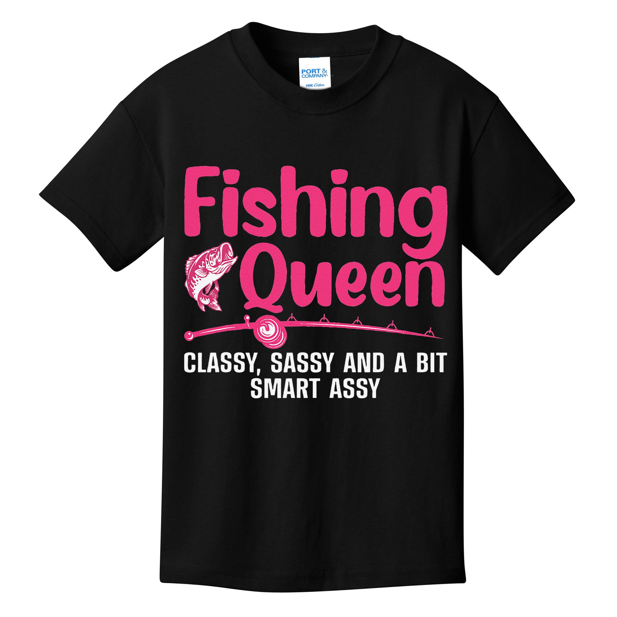 Funny Fishing Queen Design For Ladies Fishing Lovers Kids T-Shirt